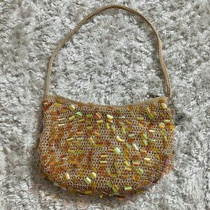 vintage 90s Y2K  Sak purse tan sequins iridescent